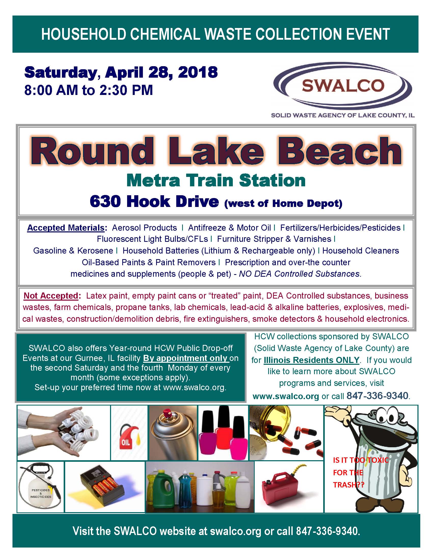 SWALCO Household chemical waste collection event 8 00AM – 2 30PM