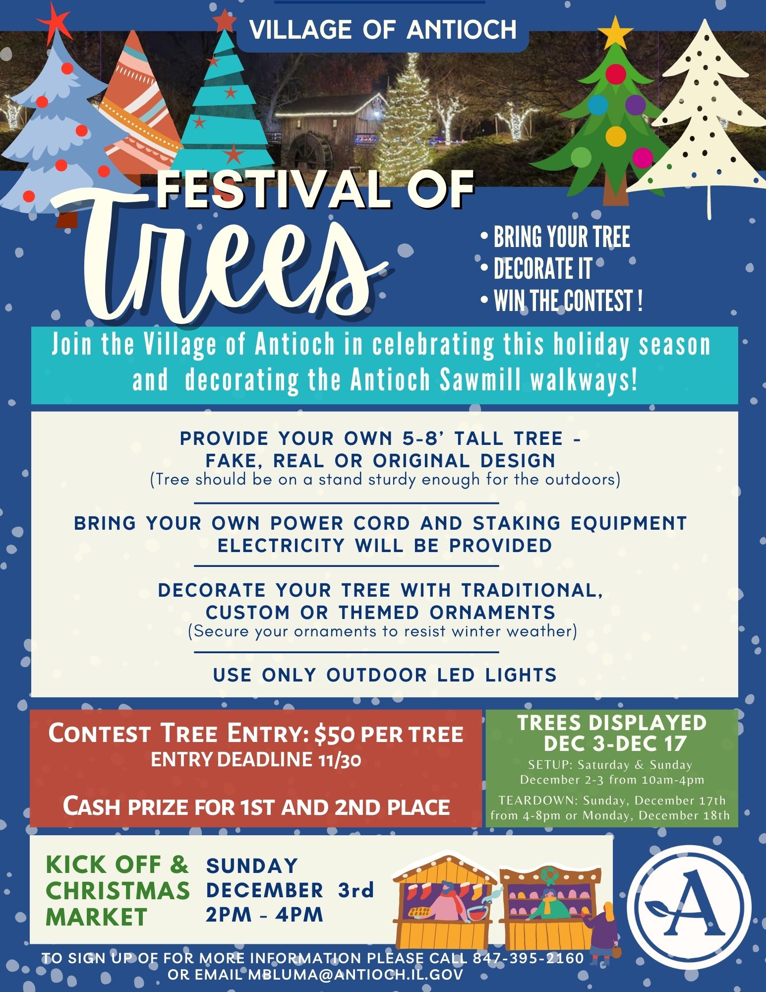 Festival of Trees Kick-Off & Christmas Market @ Hiram Buttrick Sawmill | Antioch | Illinois | United States